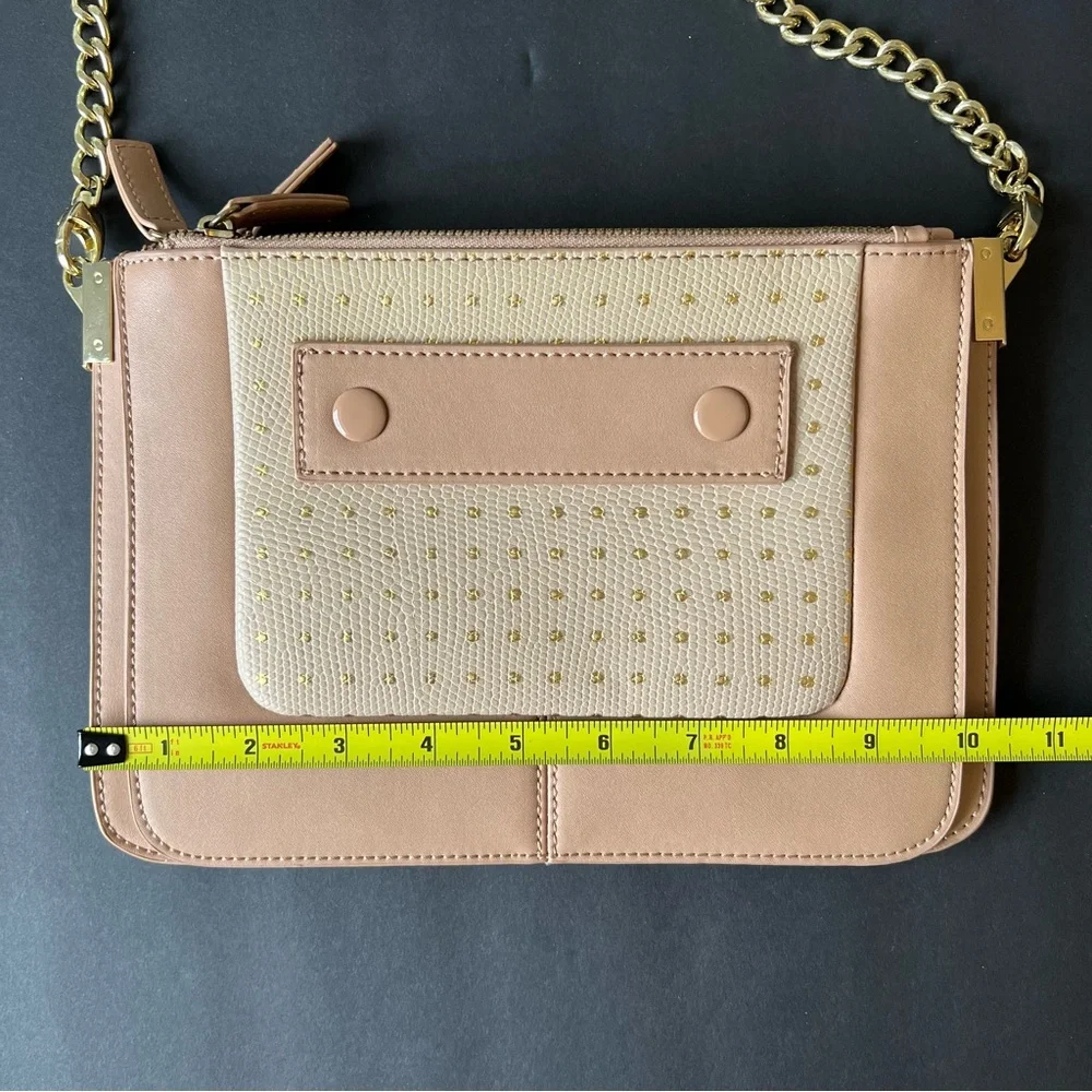 Danielle Nicole Tan Crossbody Bag, Faux Leather, 3 Zippered Compartments